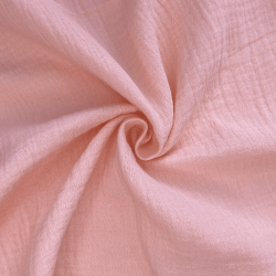 Ткань Муслин Жатый, цвет Нежно-Розовый (на отрез)  в Астрахани